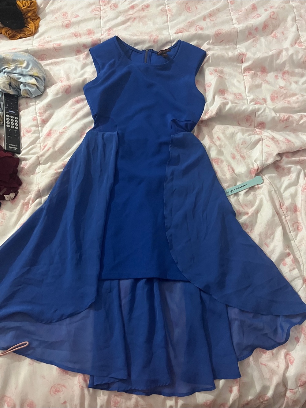 Material Girl Royal Blue High-Low Chiffon Party Dress